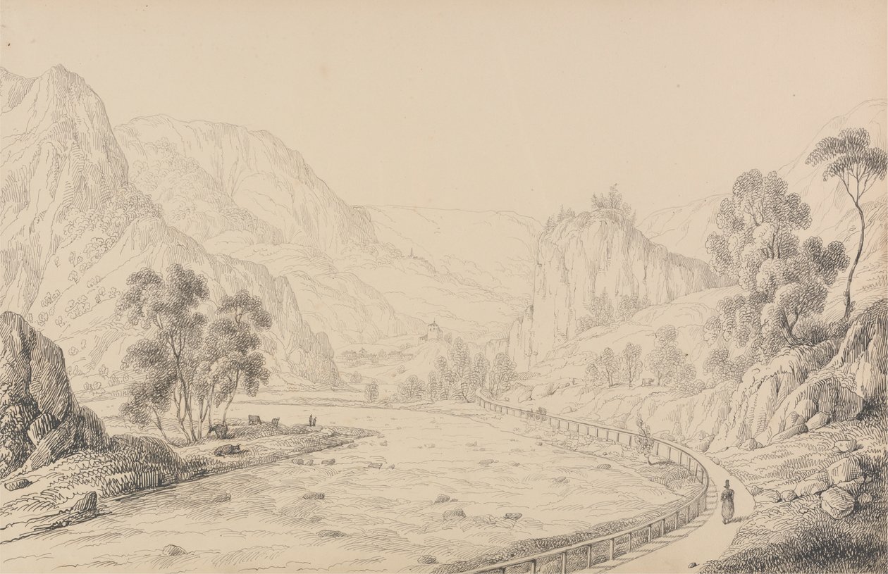 30 megtekintésből álló album Tirolban és Olaszországban: Brixen és Klausen között – Tirol, 1840. október 27. alkotó: Sir Charles D