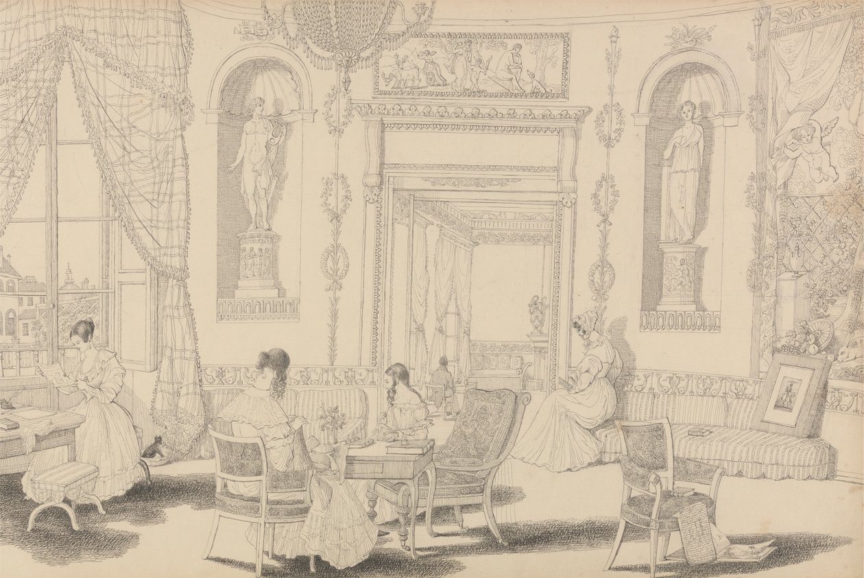 30 megtekintést tartalmazó album Tirolban és Olaszországban: Circular Budoir a Casino Pecoriban, 1841. október 10. alkotó: Sir Charles D
