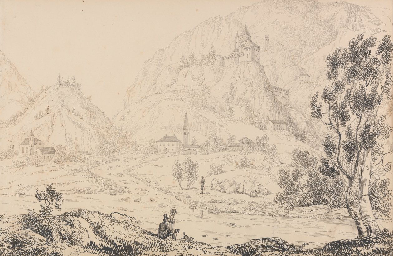 30 megtekintés albuma Tirolban és Olaszországban: Trostburg erődje Kollman város közelében. Tirol. 1840. október 28 alkotó: Sir Charles D