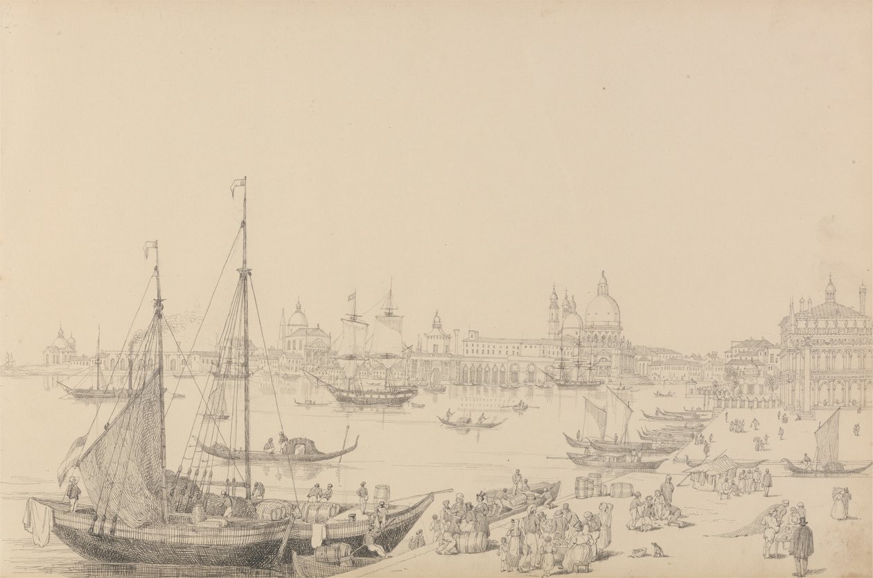 30 megtekintést tartalmazó album Tirolban és Olaszországban: Kilátás Daniele szállodájából a Riva degli Schiavoni-n 1840. nov. 8. alkotó: Sir Charles D