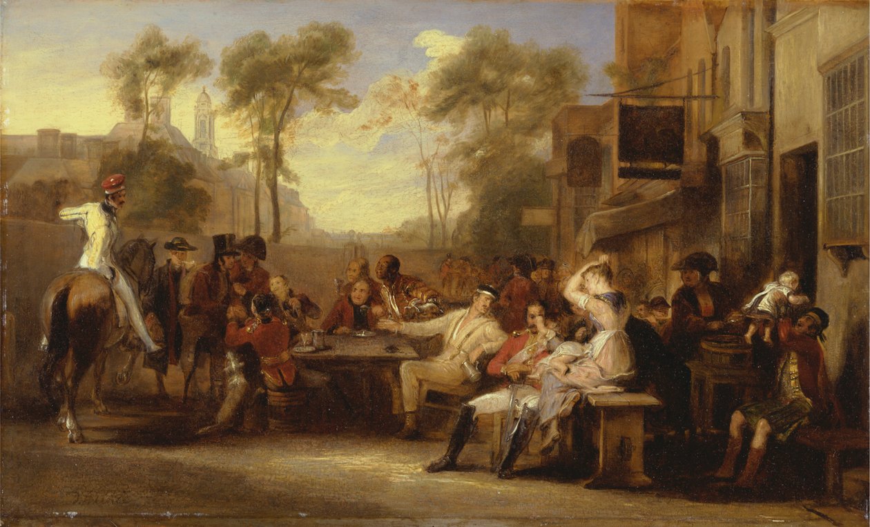 A Chelsea nyugdíjasai megkapják a Waterloo-i csatát bejelentő Gazette-t alkotó: Sir David Wilkie