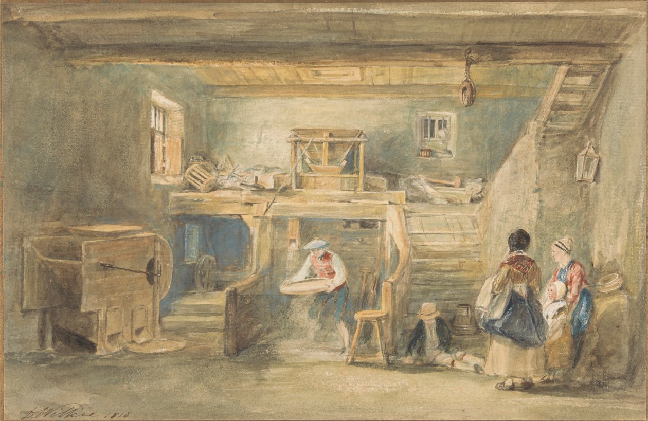 Pitlessie malom belseje kukoricát szitáló emberrel alkotó: Sir David Wilkie