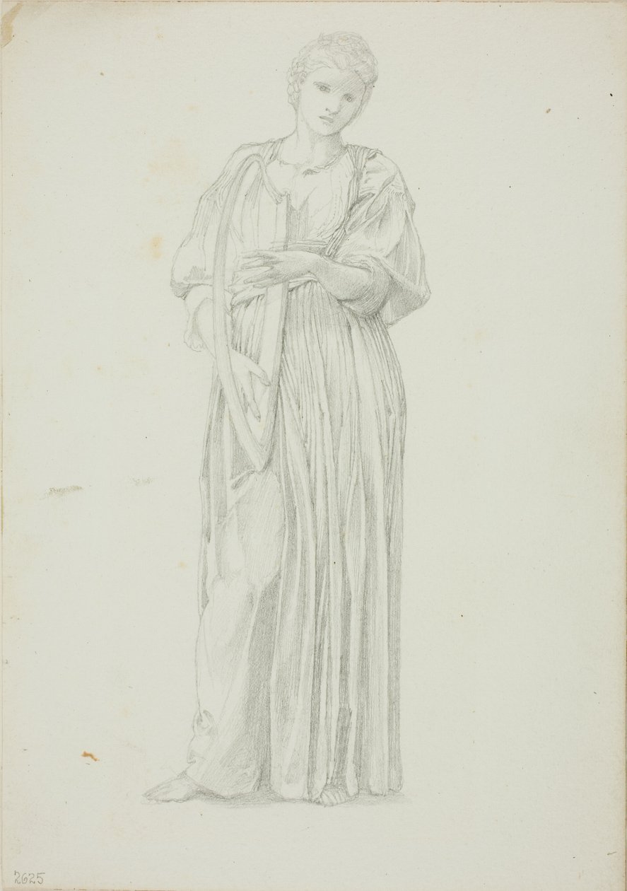 Hárfán játszó nő terített alakja alkotó: Sir Edward Burne Jones