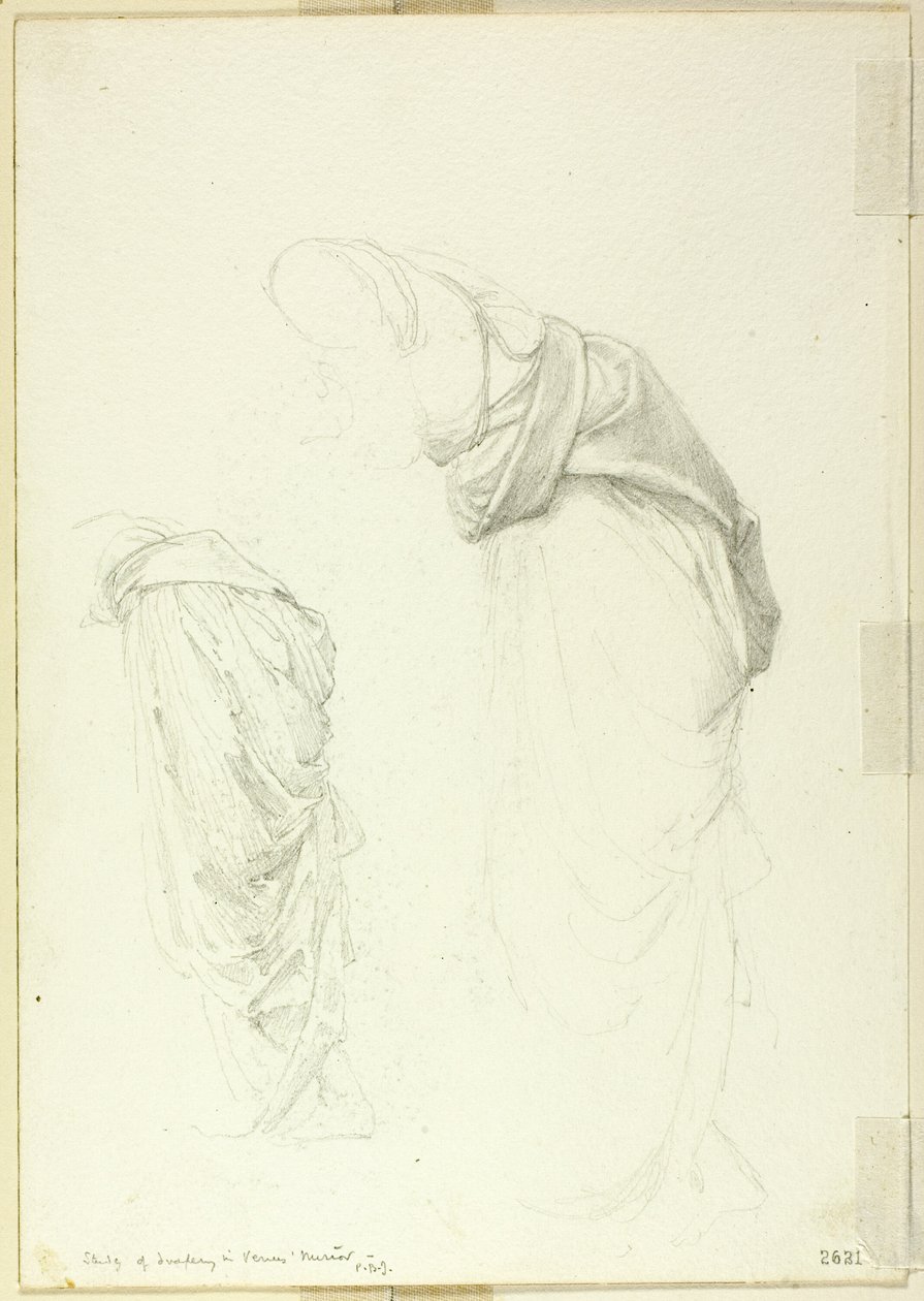 Drapery, két tanulmány a Vénusz tükréhez alkotó: Sir Edward Burne Jones