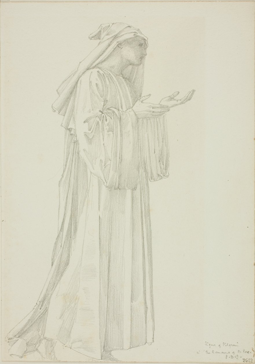 Zarándok figurája a Rózsa római romában alkotó: Sir Edward Burne Jones