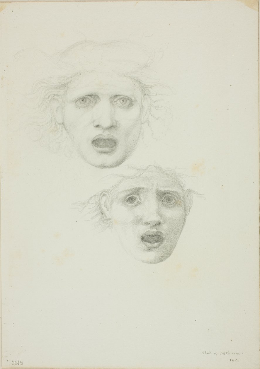 A Medusa vezetője, két tanulmány a Rondanini Medusa számára alkotó: Sir Edward Burne Jones