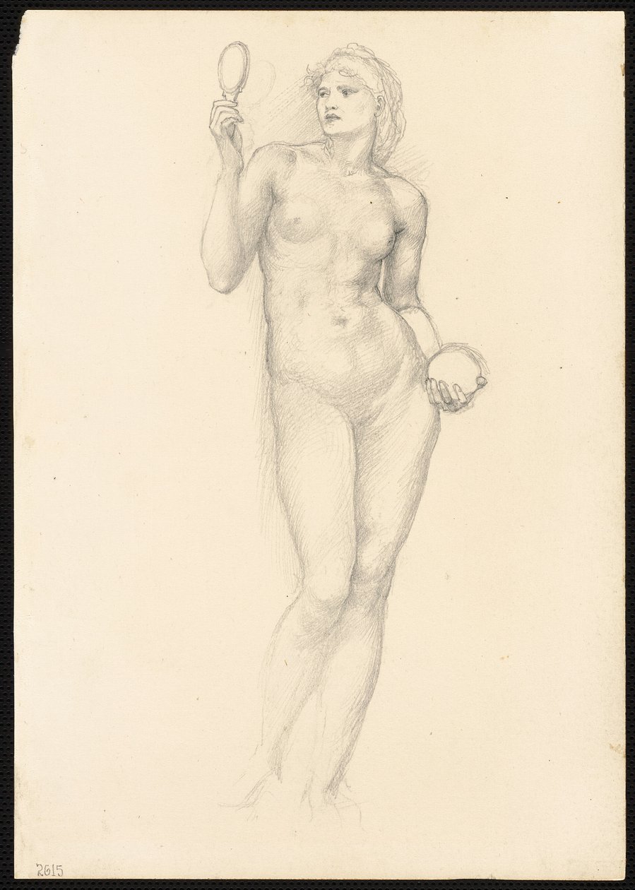 Meztelen női figura tükörrel a jobb kezében alkotó: Sir Edward Burne Jones