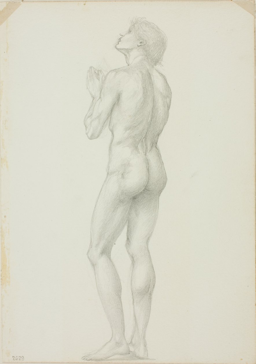 Álló férfi meztelen, imában összekulcsolt kezekkel alkotó: Sir Edward Burne Jones