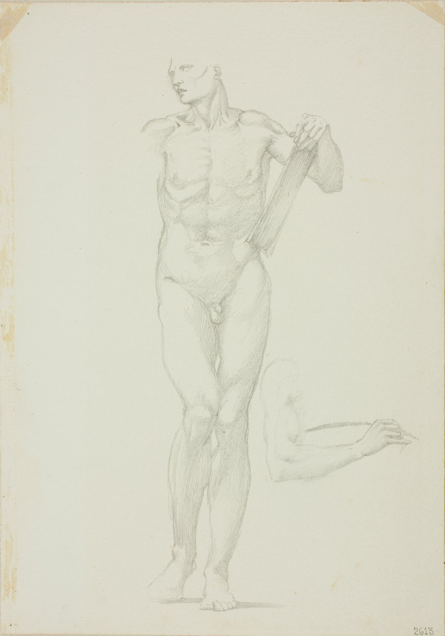 Álló férfi tablettával; a jobb kar külön vázlata alkotó: Sir Edward Burne Jones