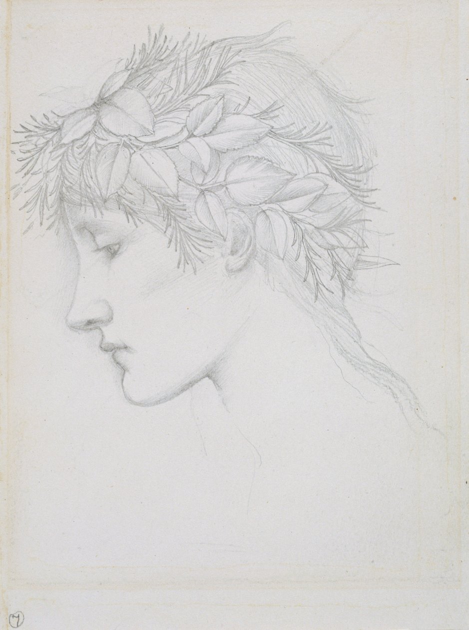 "Levélekkel koronás fej", 1897. alkotó: Sir Edward Coley Burne Jones