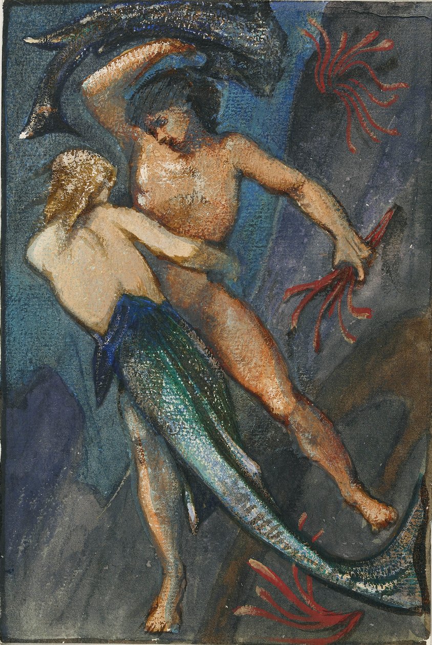 Sellő és férfi a negyvennyolc rajz albumából, 1853-1898 alkotó: Sir Edward Coley Burne Jones