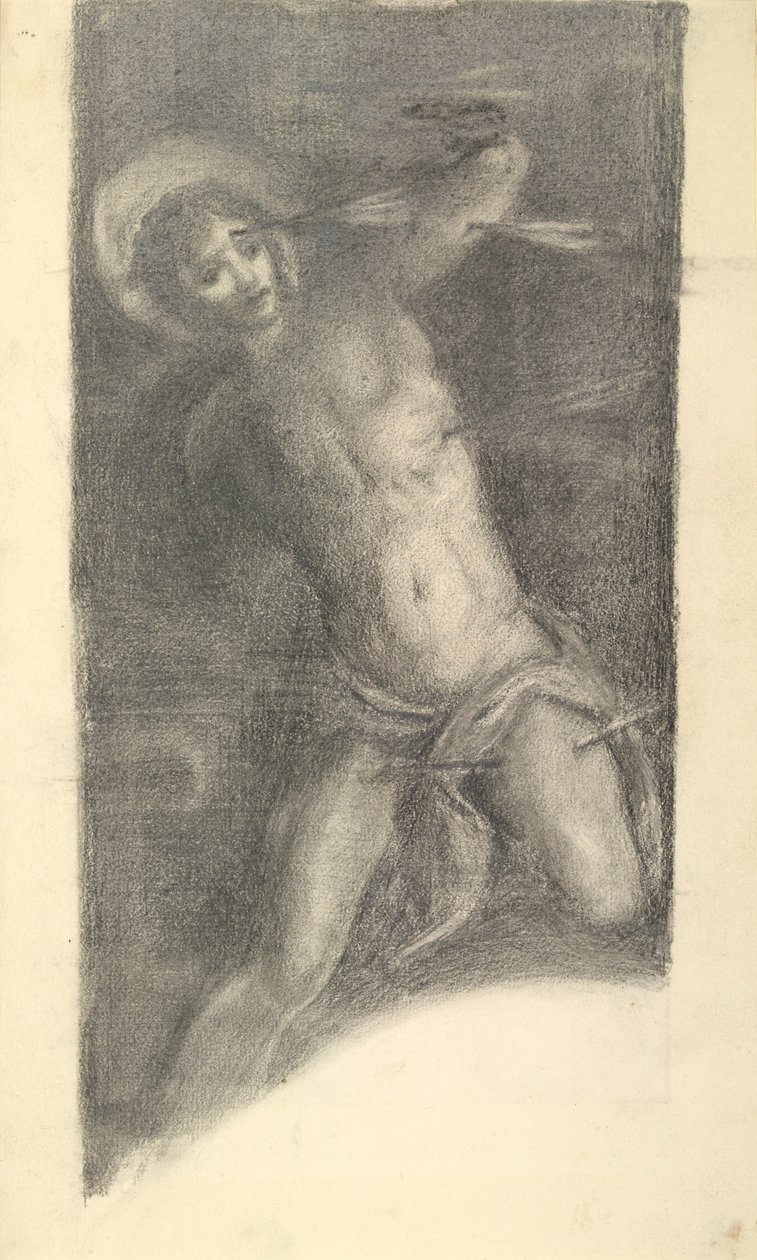 Tanulmány Tintoretto Szent Sebestyénjéről a Scuola Grande di San Roccóban, 1859 vagy 1862 alkotó: Sir Edward Coley Burne Jones