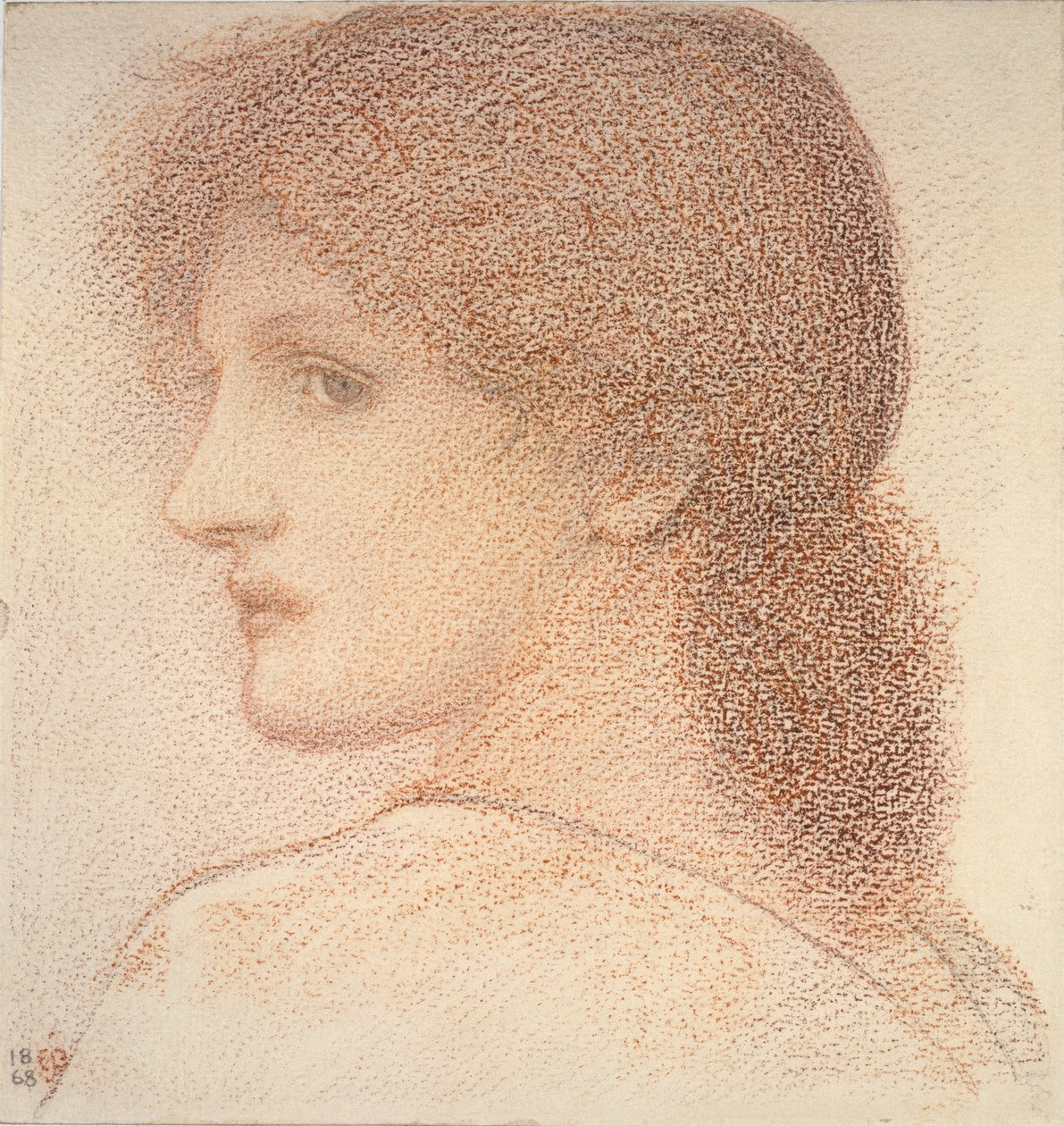 Tanulmány egy női fejről, balra forgatva, 1886 alkotó: Sir Edward Coley Burne Jones