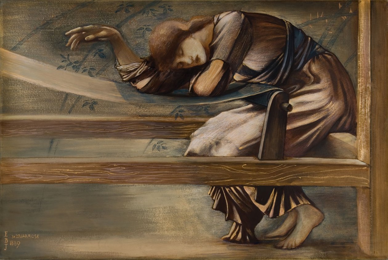 The Briar Rose Series – Tanulmány a „The Garden Court” számára, 1889. alkotó: Sir Edward Coley Burne Jones