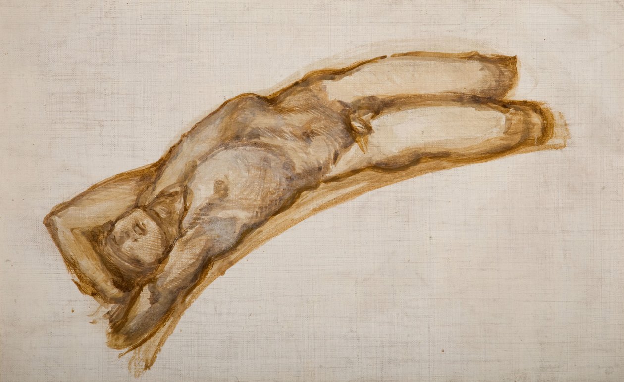Szerencsekerék – Férfi akt – Meztelen rabszolgatanulmány, 1882. alkotó: Sir Edward Coley Burne Jones