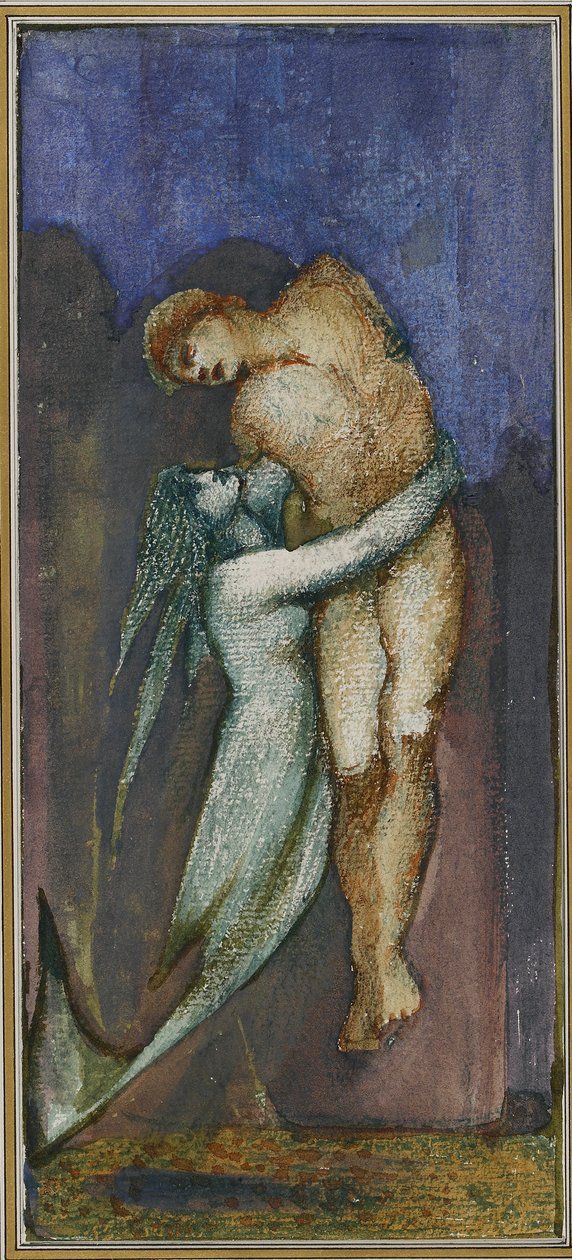 sellő és vízbe fulladt tengerész a negyvennyolc rajzot tartalmazó albumból, 1853-1898 alkotó: Sir Edward Coley Burne Jones