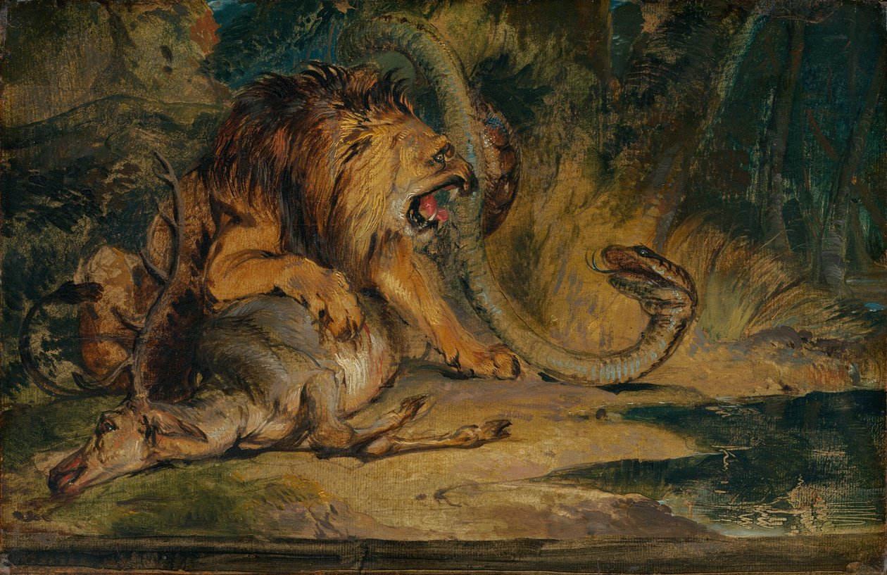 Oroszlán megvédi zsákmányát alkotó: Sir Edwin Landseer