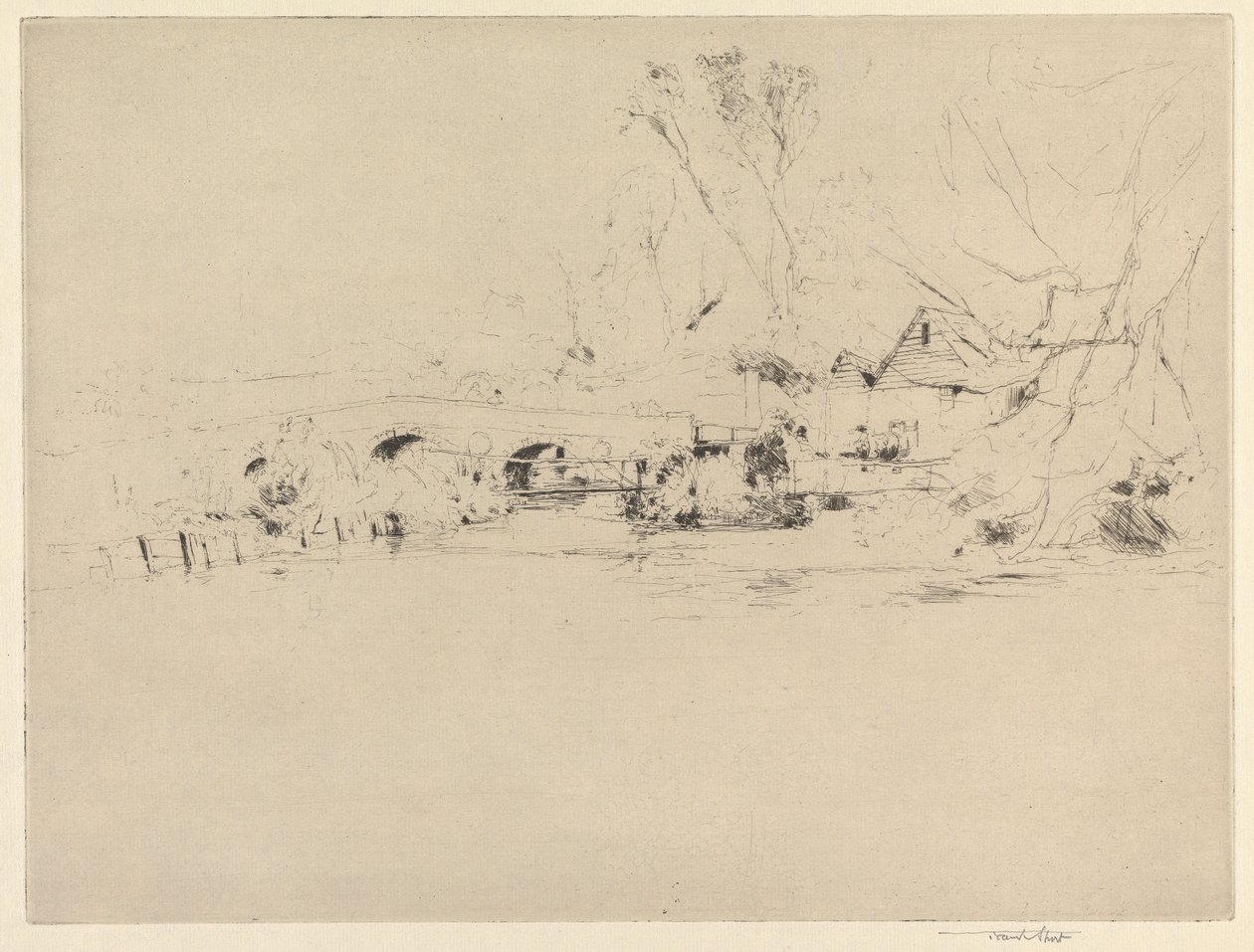 Old Mill on the Wandle, Mitcham alkotó: Sir Frank Short