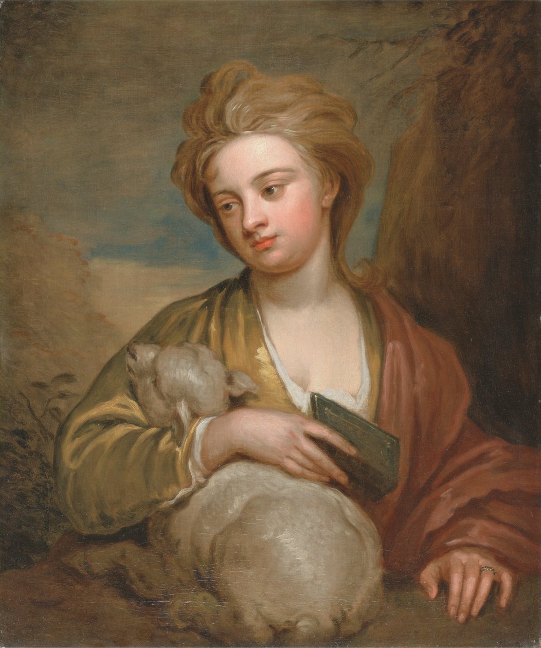 Egy nő portréja, mint Szent Ágnes, hagyományosan Voss Katalinként alkotó: Sir Godfrey Kneller