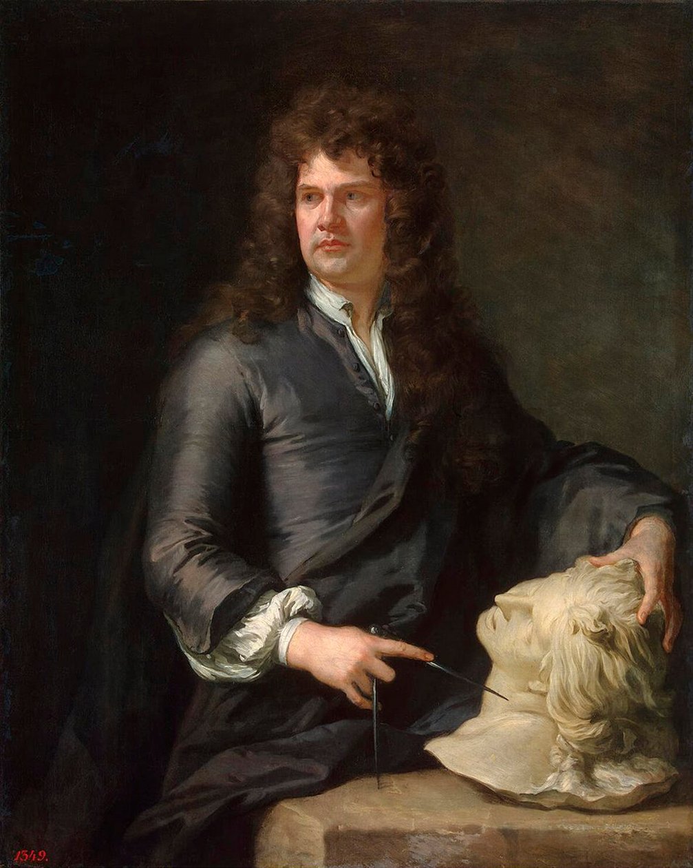 Grinling Gibbons fafaragó portréja, 1648-1721, 1690 előtt. alkotó: Sir Gotfrey Kneller