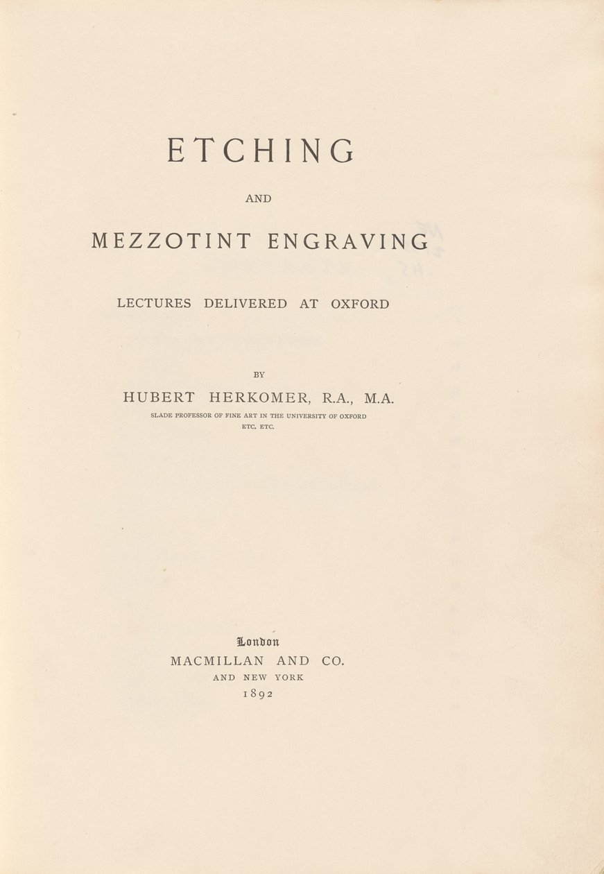Rézkarc és mezzotinta gravírozás előadások Oxfordban alkotó: Sir Hubert von Herkomer