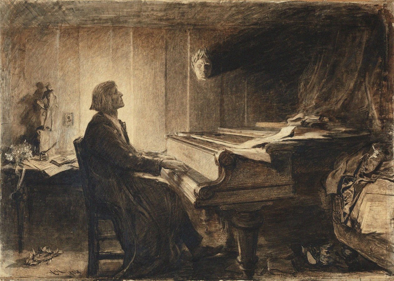 Franz Liszt at a Piano, 1904. alkotó: Sir Hubert von Herkomer