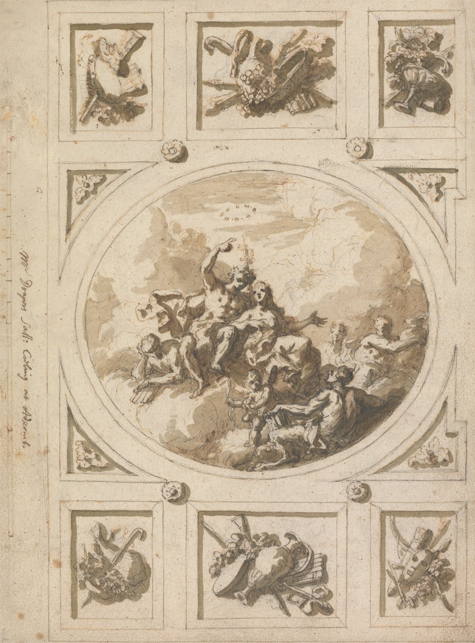 Mennyezettervezés Addiscombe-ban: Bacchus és Ariadne alkotó: Sir James Thornhill