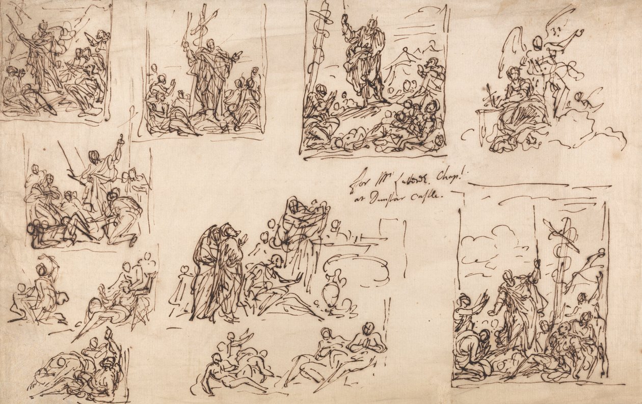 Mózes és a réz kígyó – A Dunster kastély kápolnájának terve alkotó: Sir James Thornhill