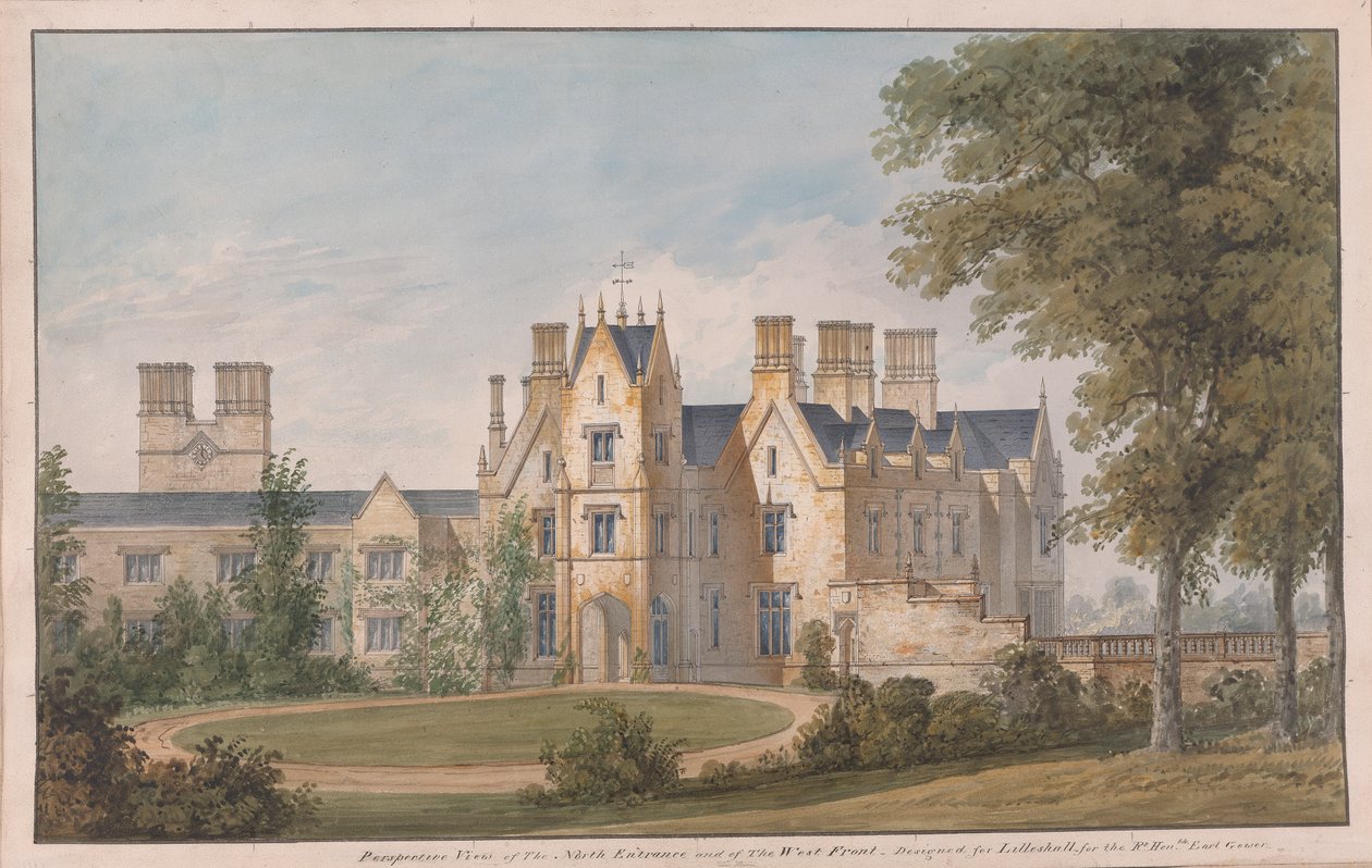 Lilleshall, Shropshire: Kilátás az északi bejáratra és a nyugati frontra alkotó: Sir Jeffry Wyatville