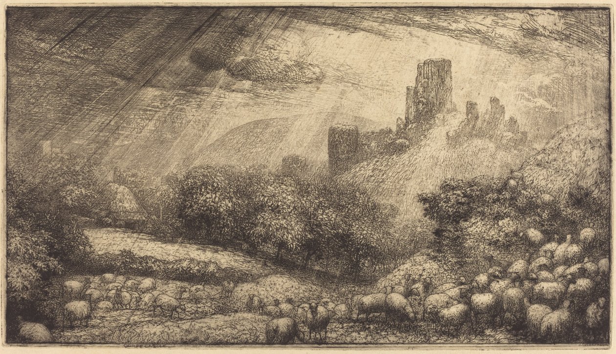 Corfe kastély: Napfény hatása eső után alkotó: Sir John Charles Robinson