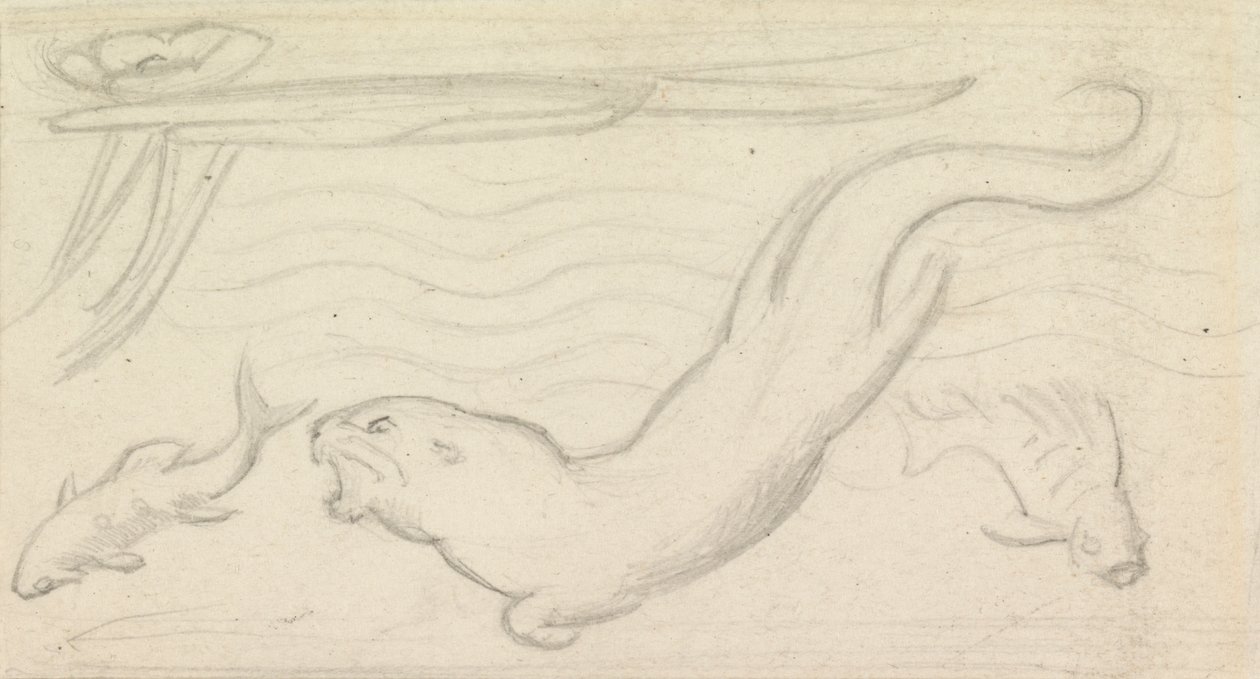Ólomüveg tanulmány, Egy vidra és két hal alkotó: Sir John Everett Millais