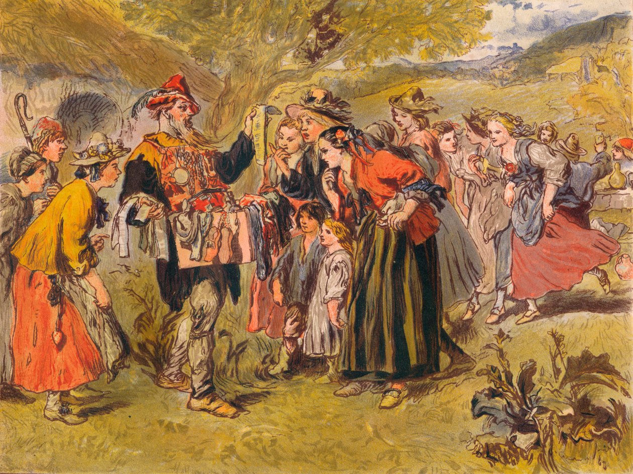Autolycus énekel a Téli mesében: IV. felvonás, III. jelenet, 1875 alkotó: Sir John Gilbert