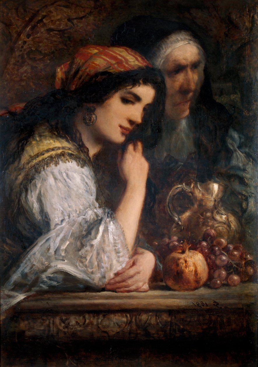 "Don Quijote unokahúga és házvezetőnője", 1891 alkotó: Sir John Gilbert