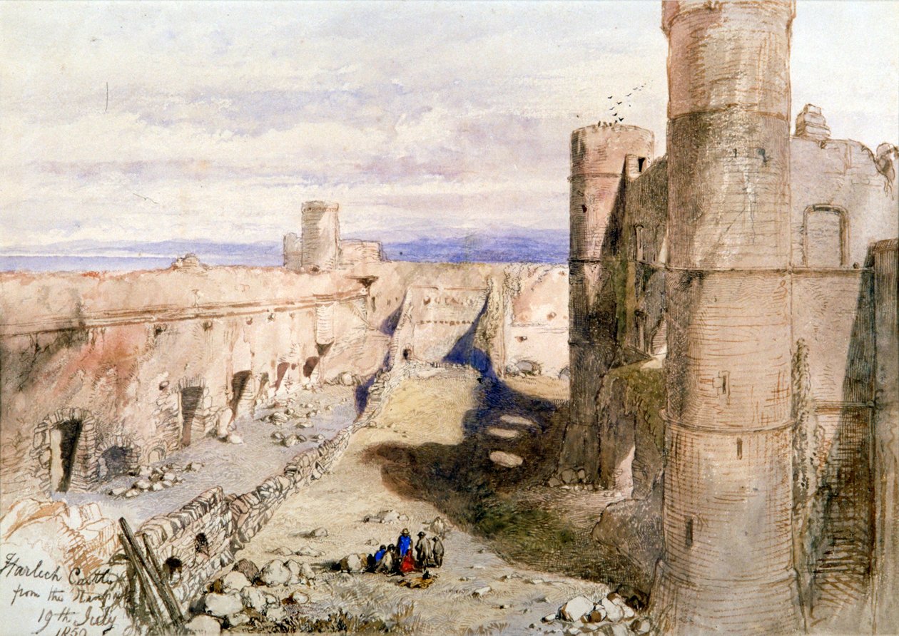 „Harlech kastély a sáncoktól”, 1850 alkotó: Sir John Gilbert
