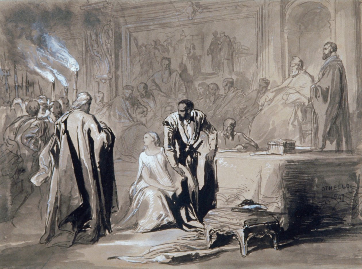 „Othello és Desdemona a szenátus előtt”, 1847. alkotó: Sir John Gilbert
