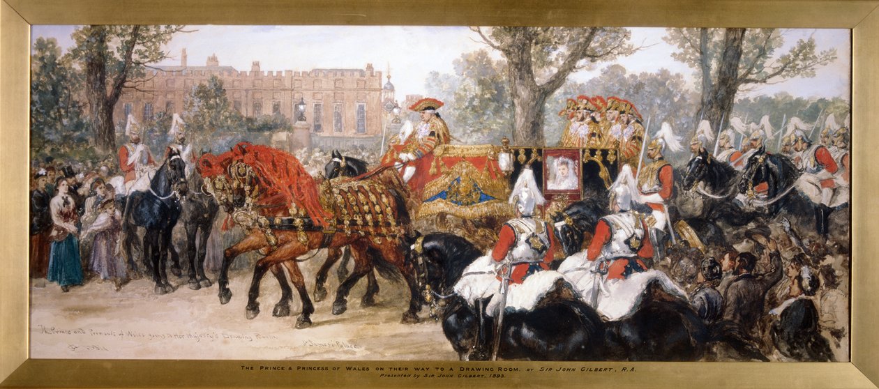 A walesi herceg és hercegnő hintójának királyi körmenete, London, 1884 alkotó: Sir John Gilbert
