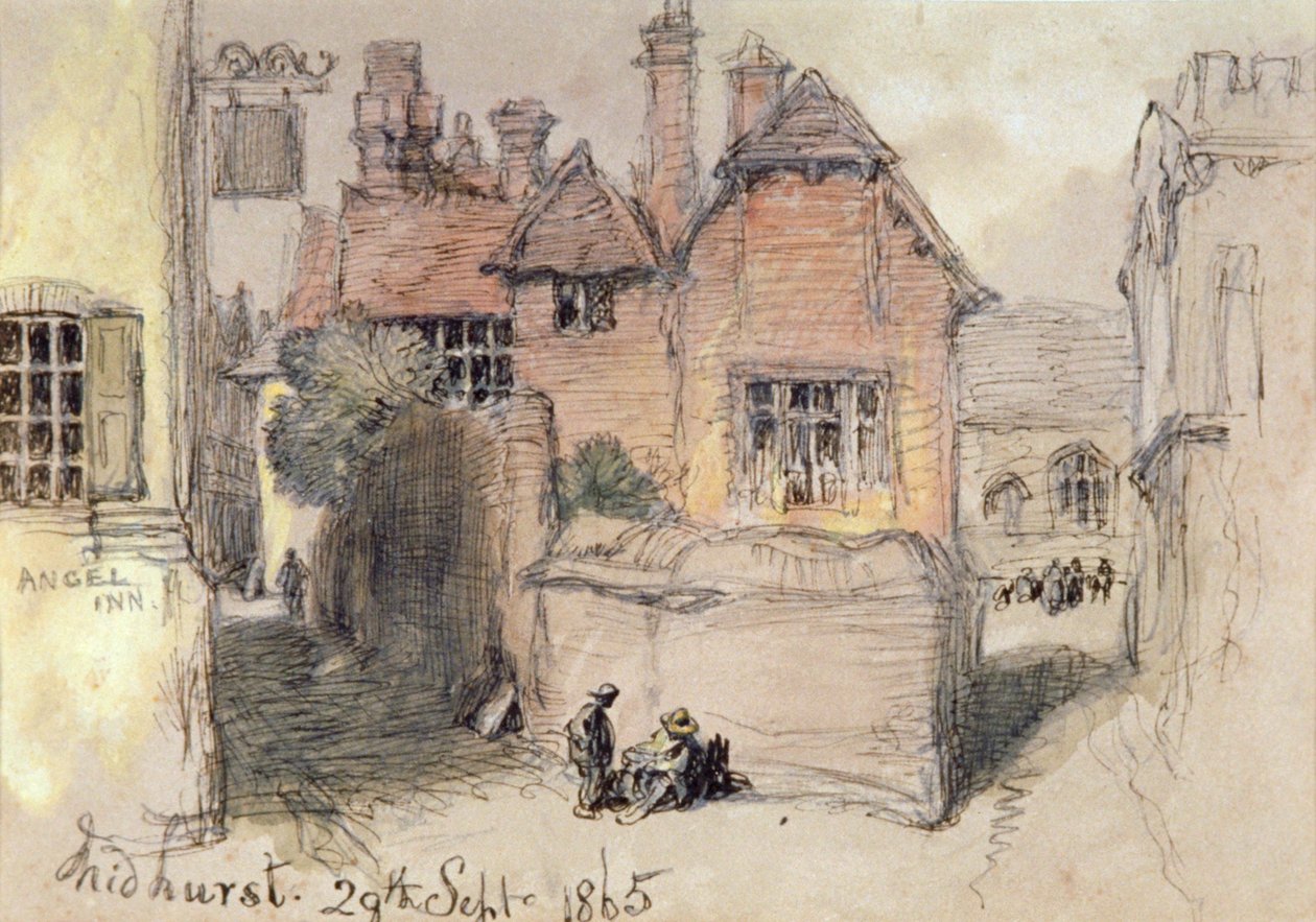 "The Angel Inn, Midhurst", 1865 alkotó: Sir John Gilbert