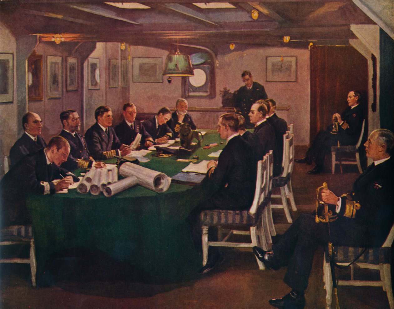 „Fore-Cabin, H.M.S. Erzsébet királynő, Rosyth, 1918. november 16., 1935 alkotó: Sir John Lavery