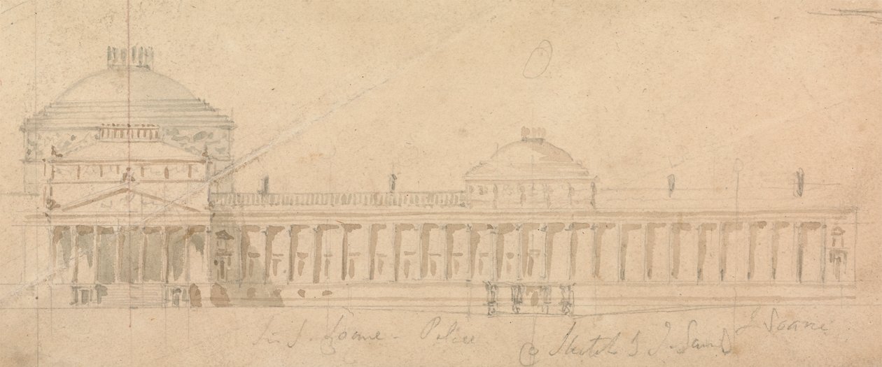 Egy királyi palota félhomlokzatának vázlata, Hyde Park, London alkotó: Sir John Soane