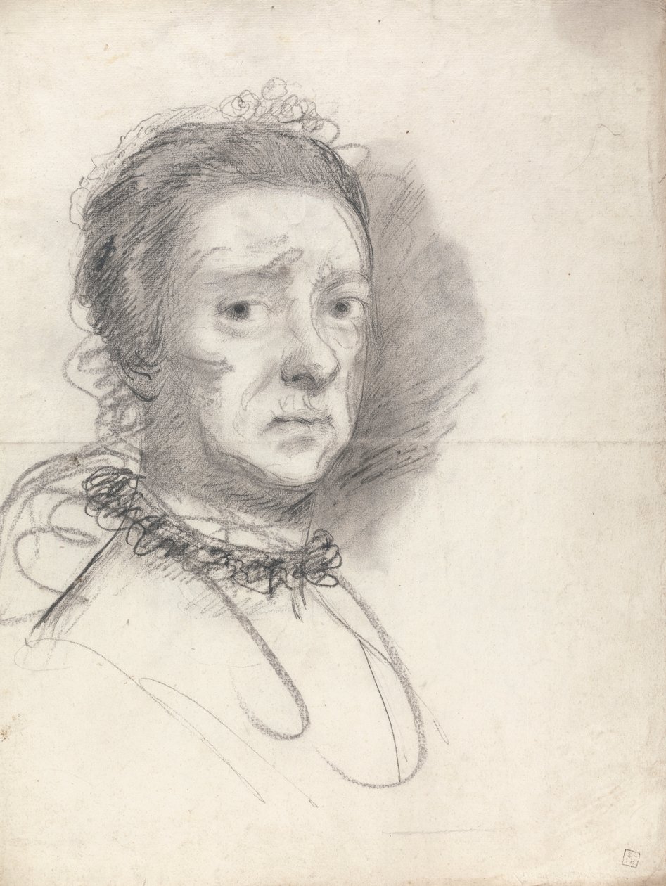 Egy idős hölgy feje; tanulmányok Raphael disputációjából alkotó: Sir Joshua Reynolds