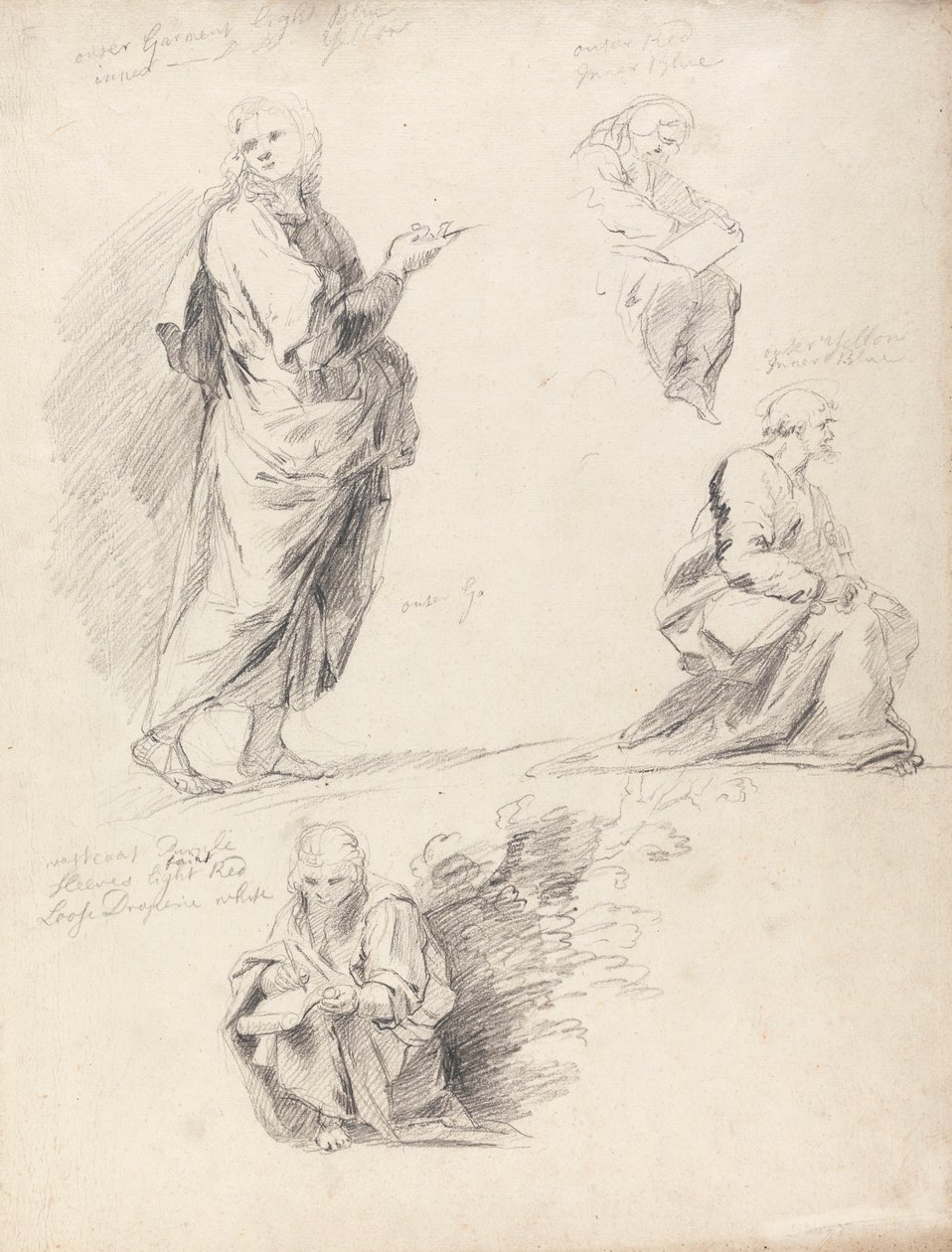 Ábratanulmányok lapja Raphael disputációjából (külön lapon felirattal) alkotó: Sir Joshua Reynolds