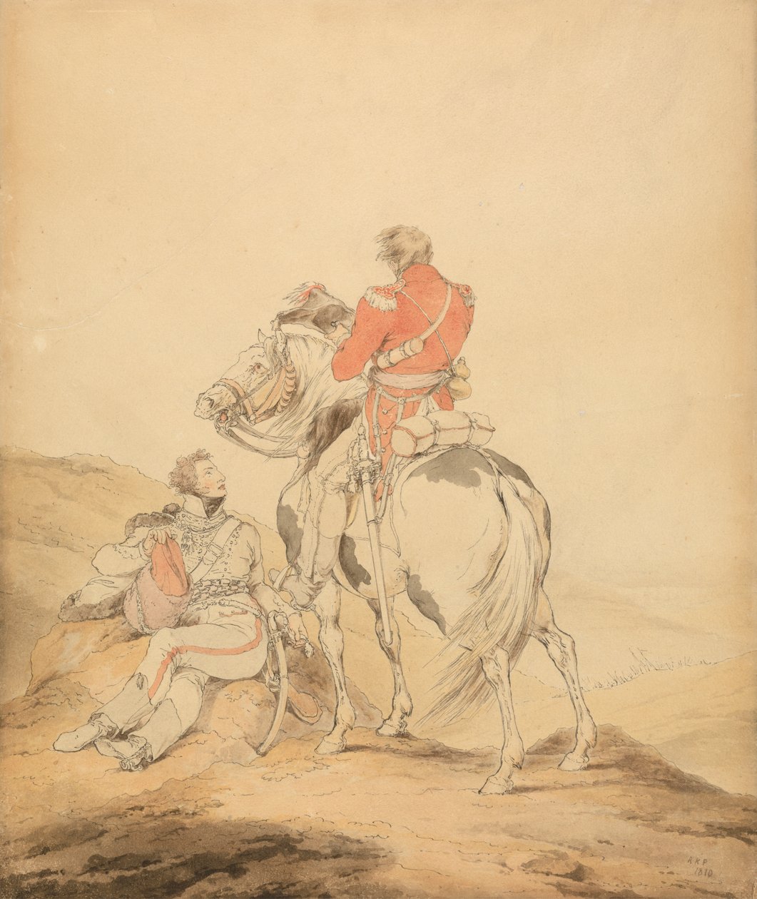 Egy brit törzstiszt és egy huszártiszt alkotó: Sir Robert Kerr Porter