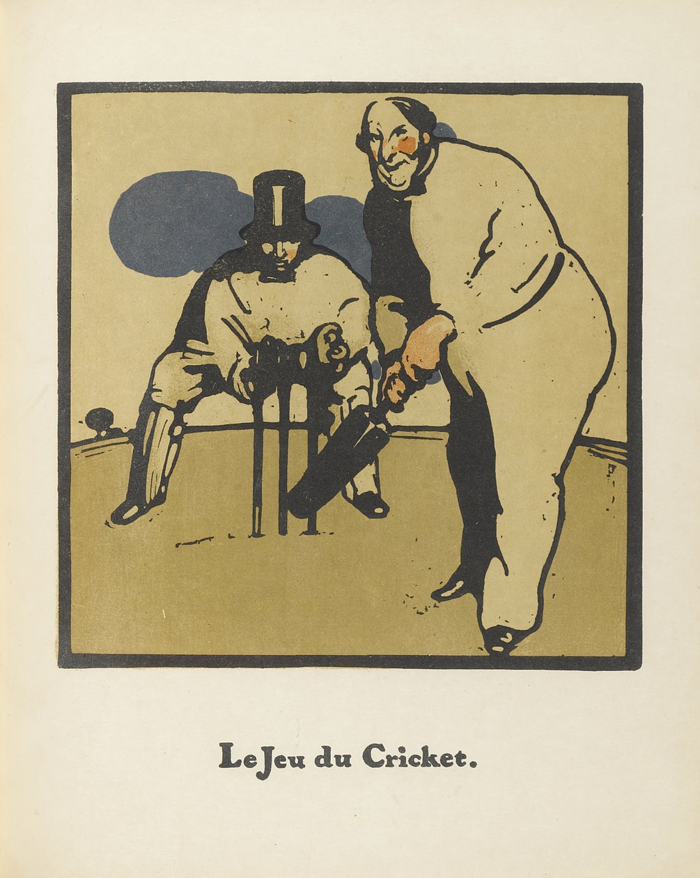 Krikett játék. A Tizenkét sportág almanachjából, 1898 alkotó: Sir William Nicholson