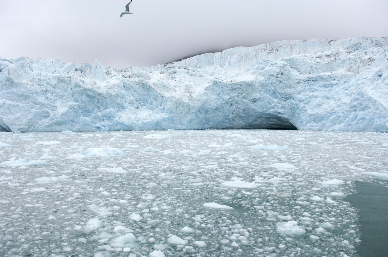 A közeli gleccserek jégdarabjai úsznak a Jeges-tengerben, Svalbard-szigetek, Norvégia, 2022 (fotó) alkotó: Sisse Brimberg