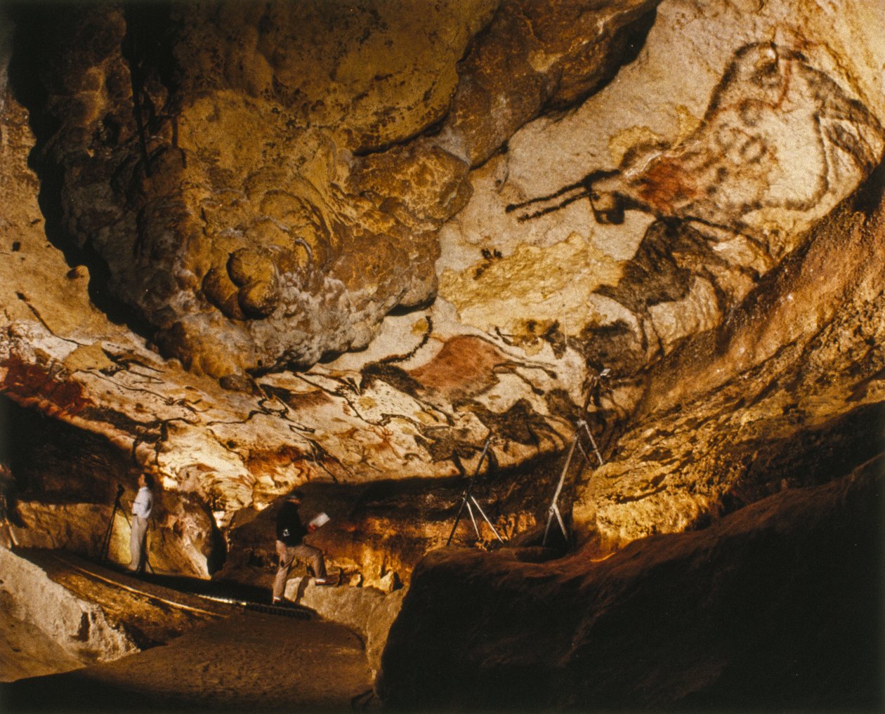 A Lascaux-i mítikus egyszarvú és más, több mint 17 000 évvel ezelőtt készült Lascaux-i festmények. alkotó: Sisse Brimberg