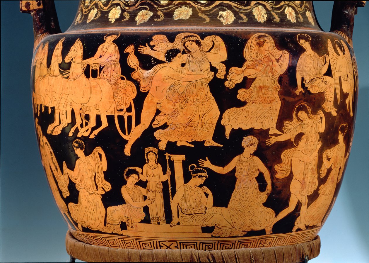 Piros alakú volutes krater kerámia részlet a 85030-ból alkotó: Sisyphus Painter