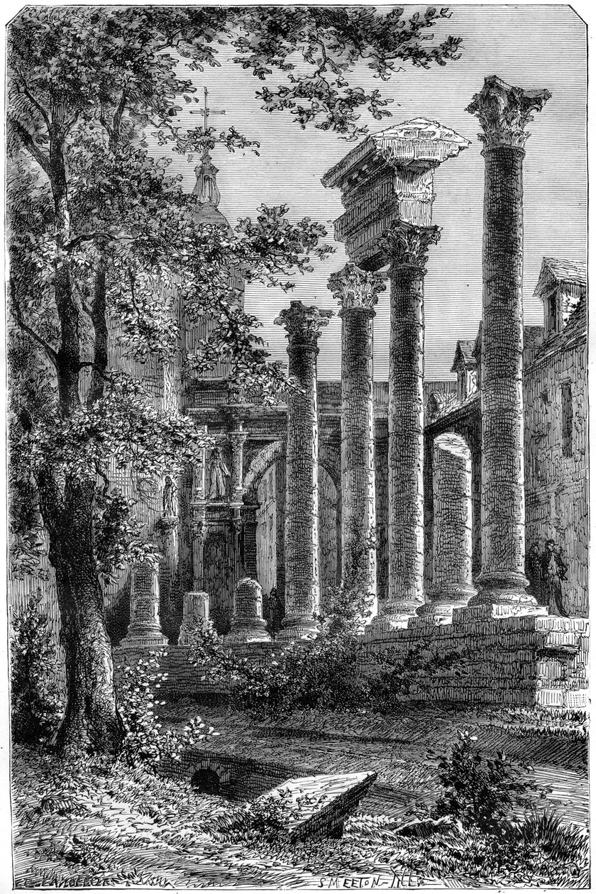 Egy római színház maradványai Besanconban, Franciaországban, 1882-1884. alkotó: Smeeton