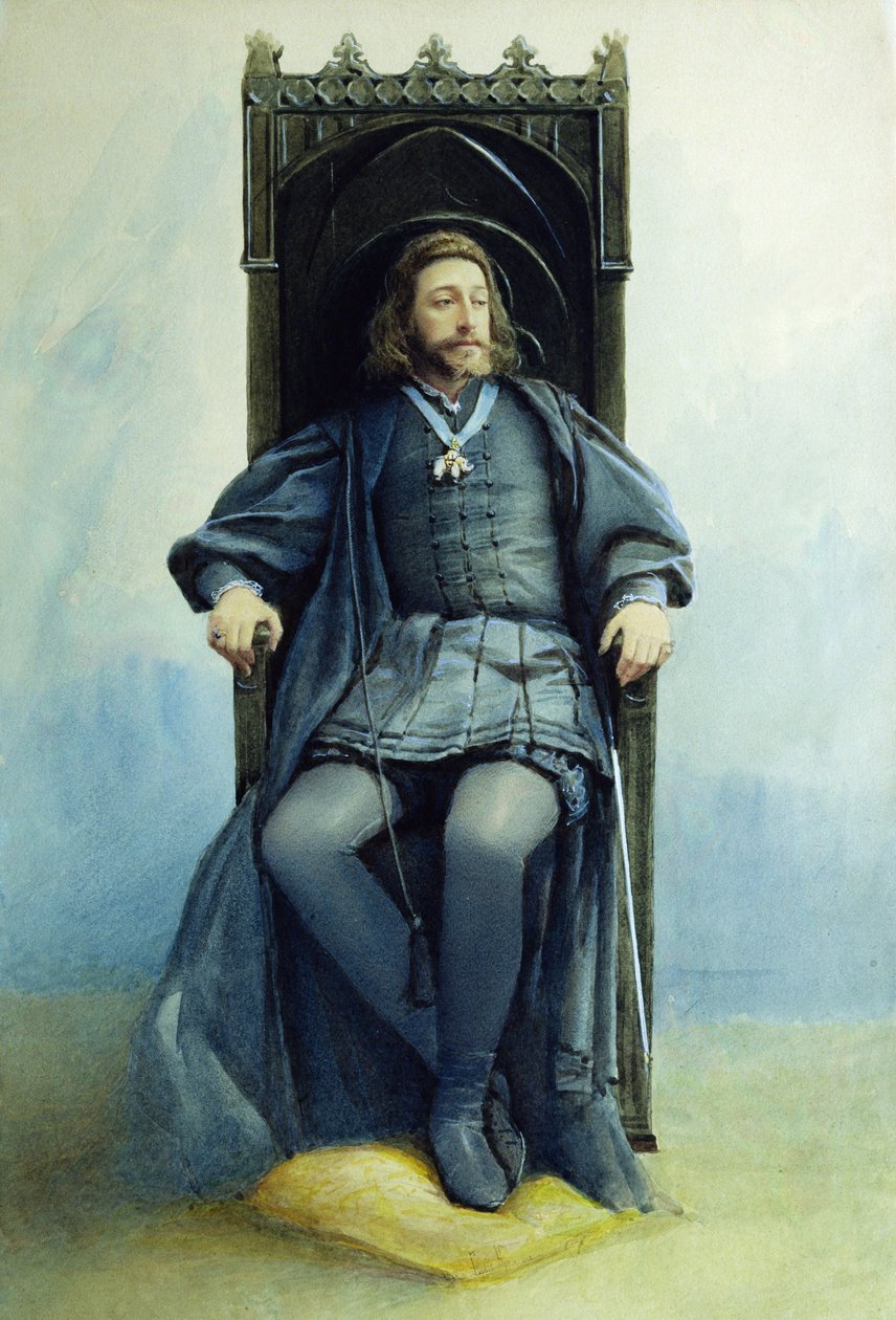 Konsztantyin Konsztantyinovics nagyherceg Hamlet szerepében William Shakespeare színházi darabjában 1899. február 21-én. alkotó: Sofia Ivanovna Kramskaya