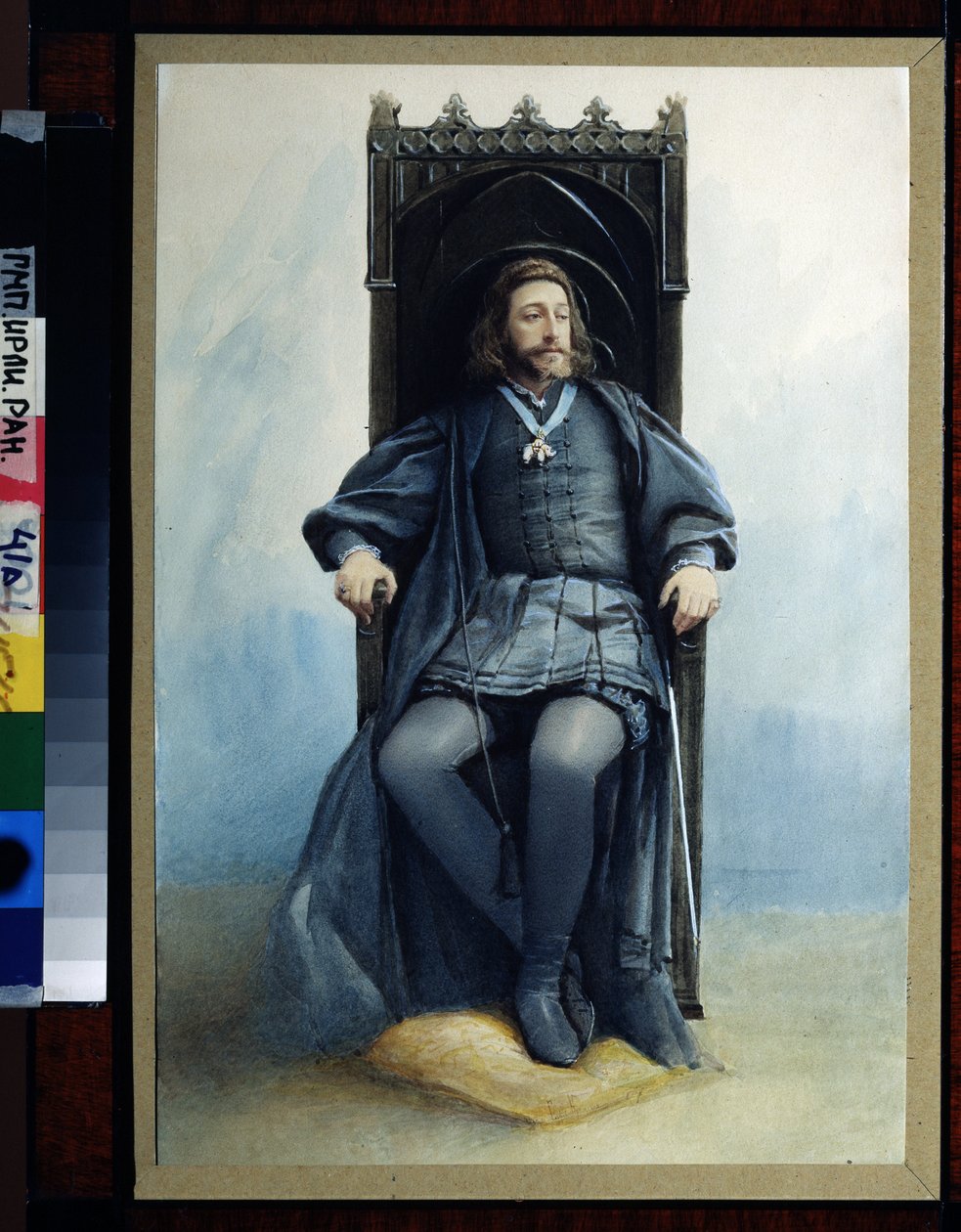 Constantin Constantinovics Romanov nagyherceg (1858-1915), a Hamlet szerepe, William Shakespeare (1564-1616) színházi darabja, 1899. évi láz 21. (Konsztantinnovics nagyherceg, Hamlet szerepében a színházi darabban, W. Shakespeare, február alkotó: Sofia Ivanovna Kramskaya