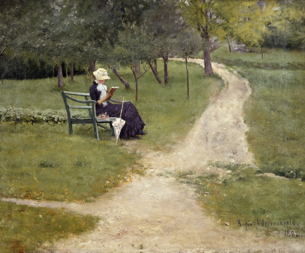 Woman Reading on a Bench (oil on canvas)   1400471   hu       hungarian Successfully Translated  Original: Ornamental Panel from Recueil d Translat: Ornamental Panel from Recueil d 1348302 hu hungarian Successfully Translated Original: Saint James Major Tr alkotó: Sofie Thomesen Werenskiold